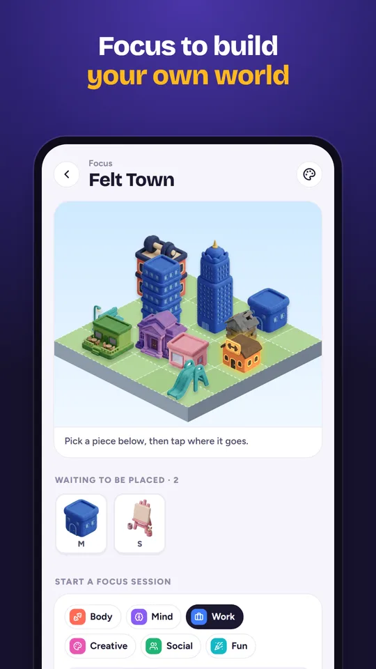 Focus World: a small isometric town built from focus sessions